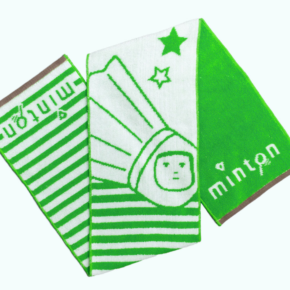 mintonマフラータオル グリーン 20cm × 113cm