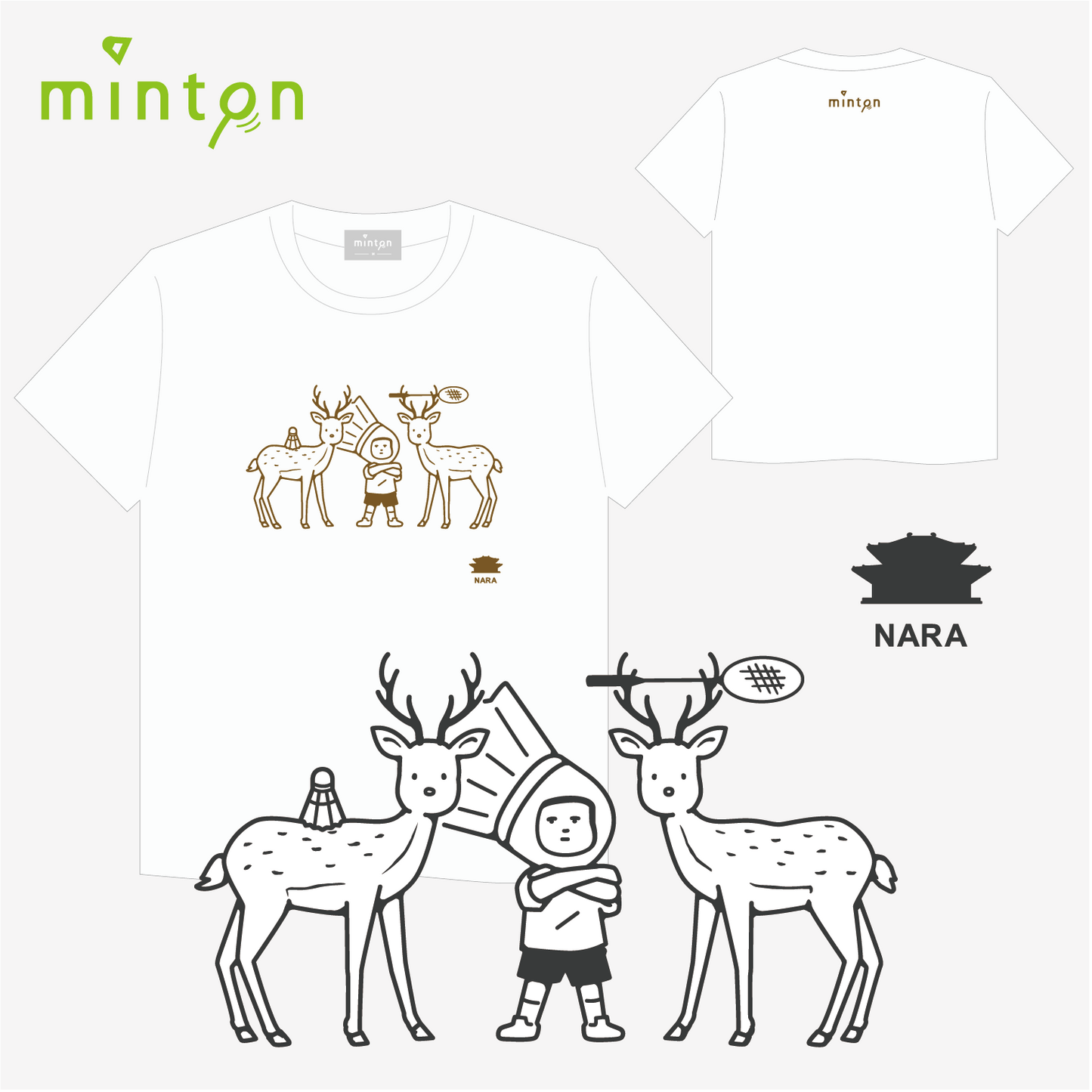 【セール対象商品】minton ご当地Tシャツ (奈良)