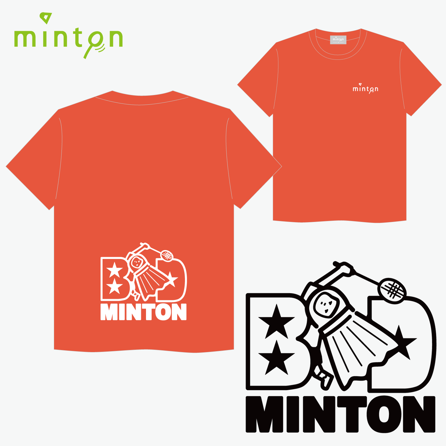 【売り尽くしセール対象】minton 背面スターTシャツ