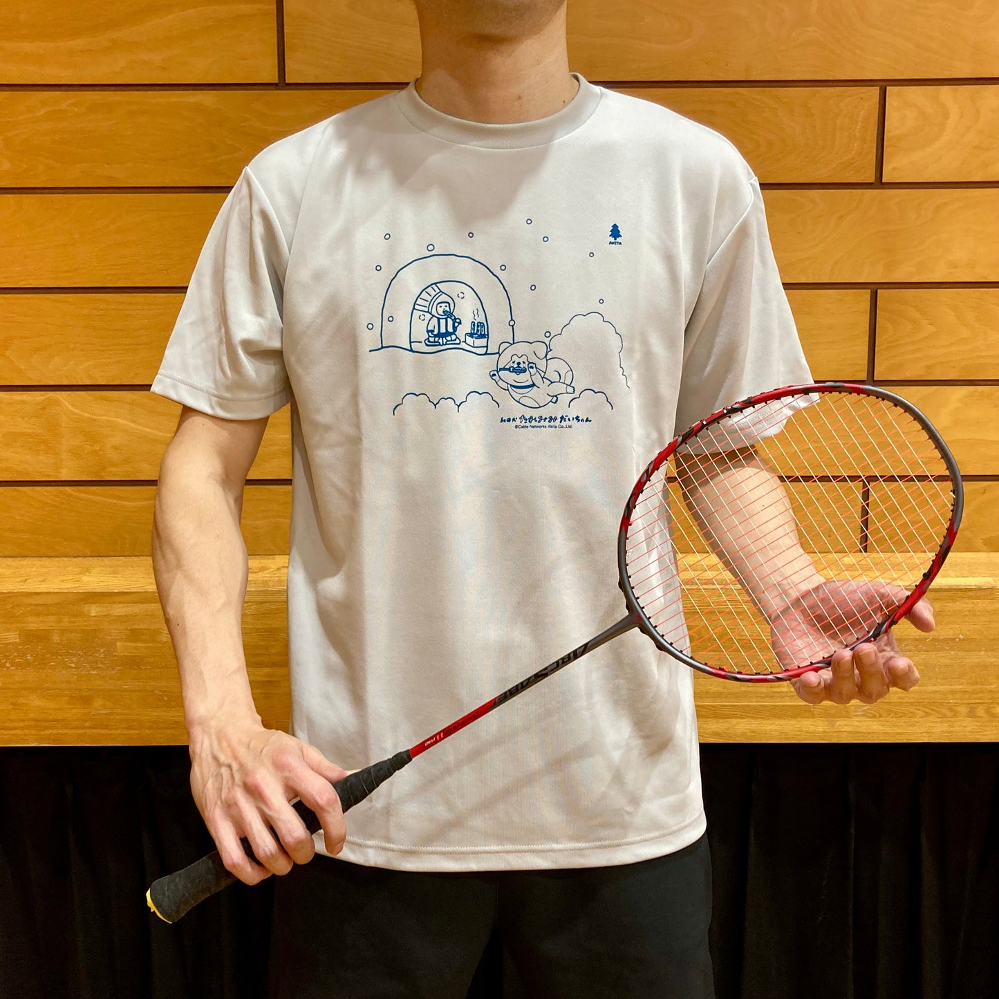 minton君&秋田犬たれみみだいちゃんコラボTシャツ(秋田)