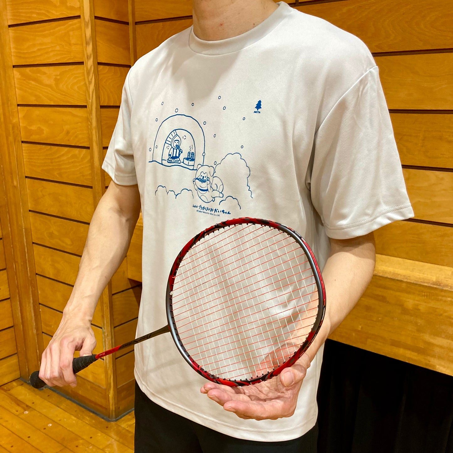 minton君&秋田犬たれみみだいちゃんコラボTシャツ(秋田)