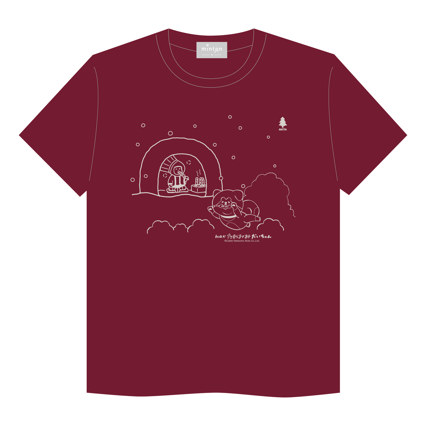 【現品限り】minton君&秋田犬たれみみだいちゃんコラボTシャツ(秋田)