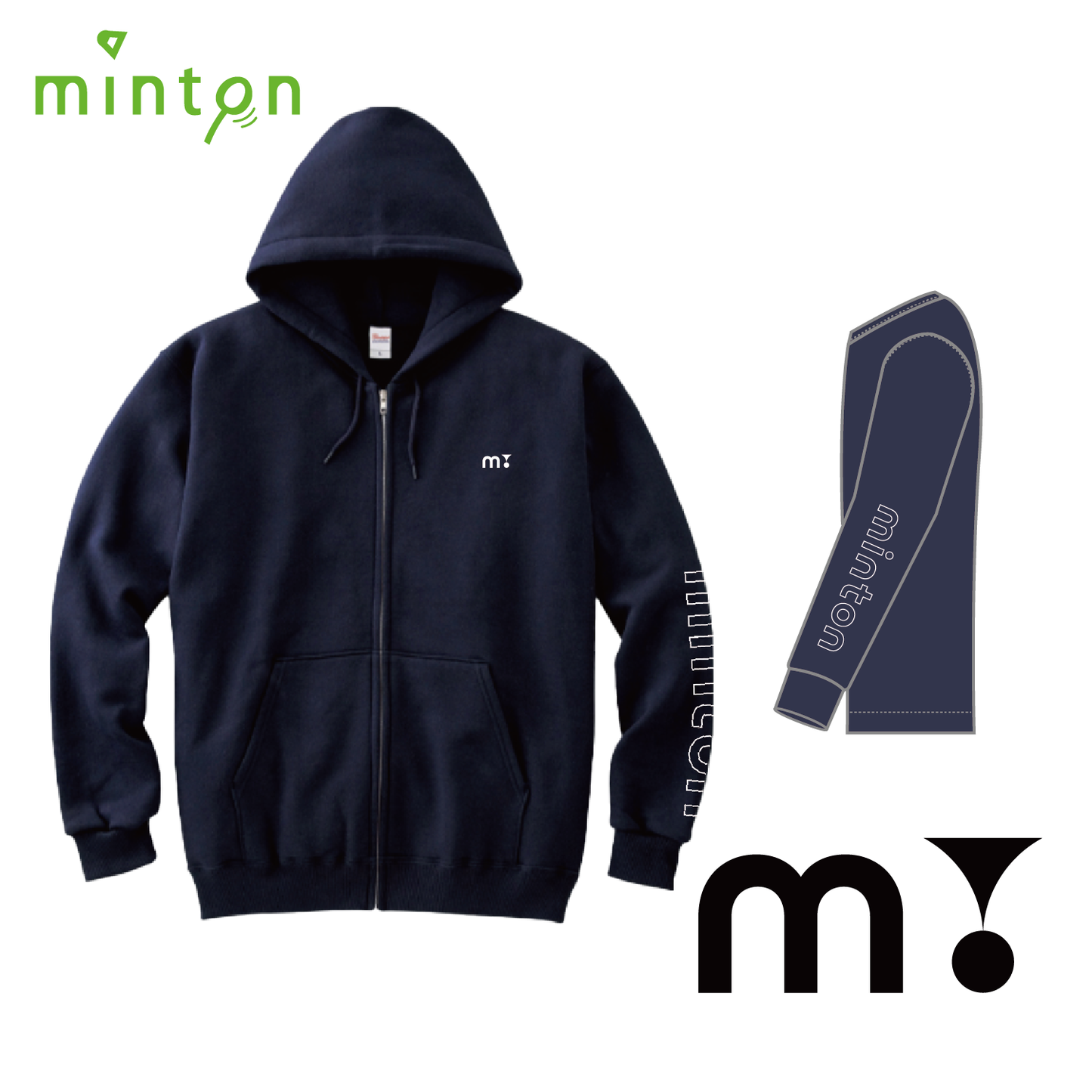 minton m!ジップパーカー