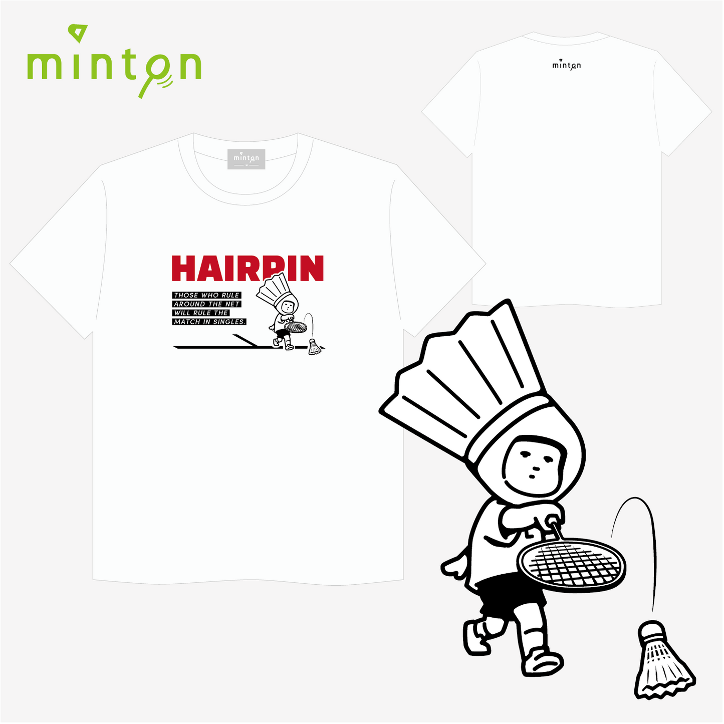 mintonヘアピンTシャツ